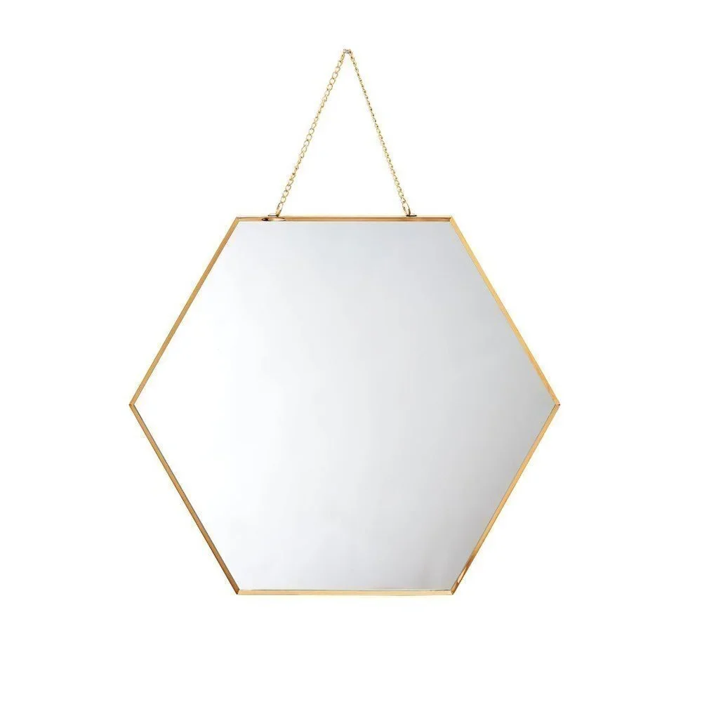 Wild Sage Boho Hexagon Gold Wall Mirrors With Chains 3 Pack